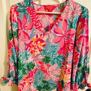 NWT Lilly Pulitzer Pamala Blouse Women’s Size XS Pink Tigers Lair